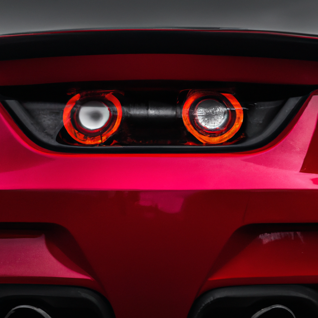 Red sports car rear view with LED lights
